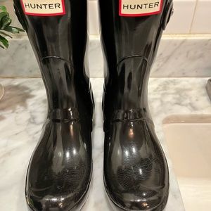 Hunter Boot Original Short Gloss in Black sz6